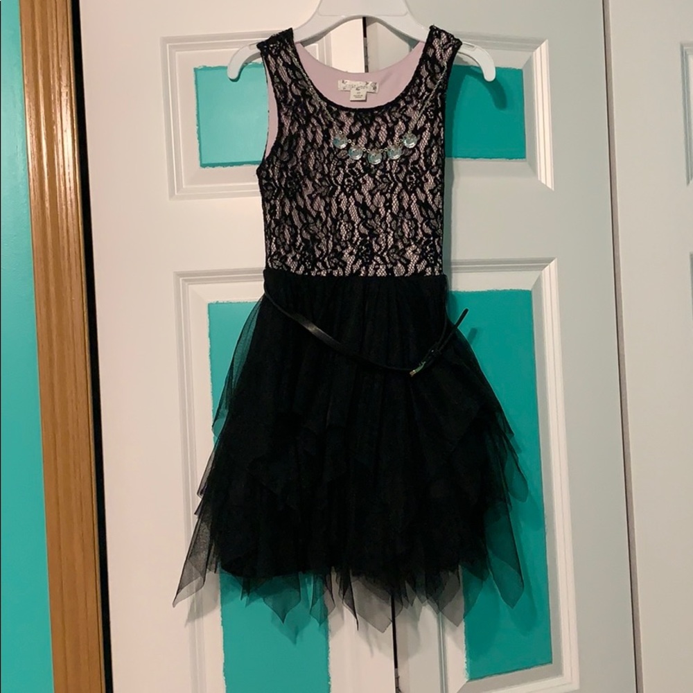 Knitworks kid black and pink dress